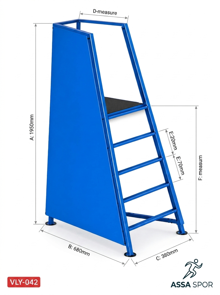 VLY-042 Voleybol hakem kulesi (tek parça) teknik ölçü çizimi