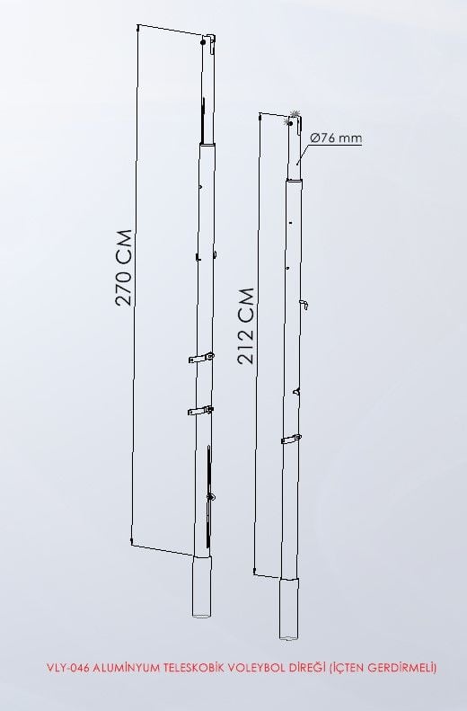 ASSA SPOR Aluminyum Teleskobik Voleybol Direği - Voleybol Direği Üretimi