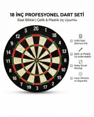 Avessa Domuz Kılı Dart Tahtası 6 Adet Ok Dart-100 Detay Fotoğrafı