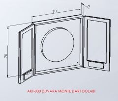 Duvara Monte Dart Dolabı Farklı Açı Görünümü
