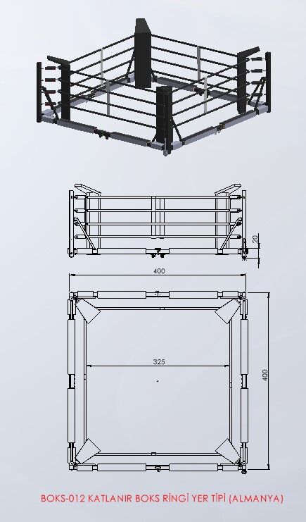 BOKS-012 Katlanır yer tipi (Almanya modeli) teknik ölçü çizimi