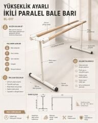 Taşınabilir Bale Barı – Çift Taraflı Yatay Model | Bale ve Dans Stüdyoları İçin Bale Ekipmanı