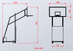 Basketbol Potası 4 Direkli Tekerlekli Ölçü ve Boyut Detayı