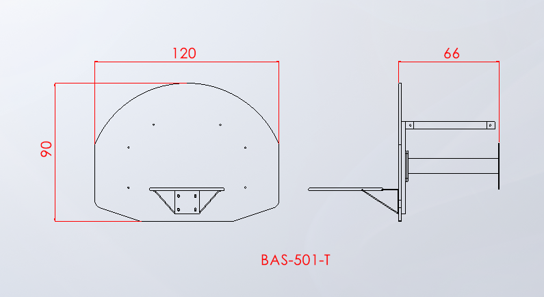 BAS-501 Duvara monte Amerikan panya teknik ölçü çizimi