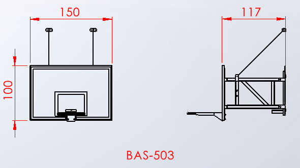 BAS-503 Duvara monte panya 100 × 150 teknik ölçü çizimi