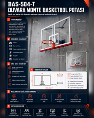 Duvara Monte Sabit Basketbol Potası Basic Model 105×180