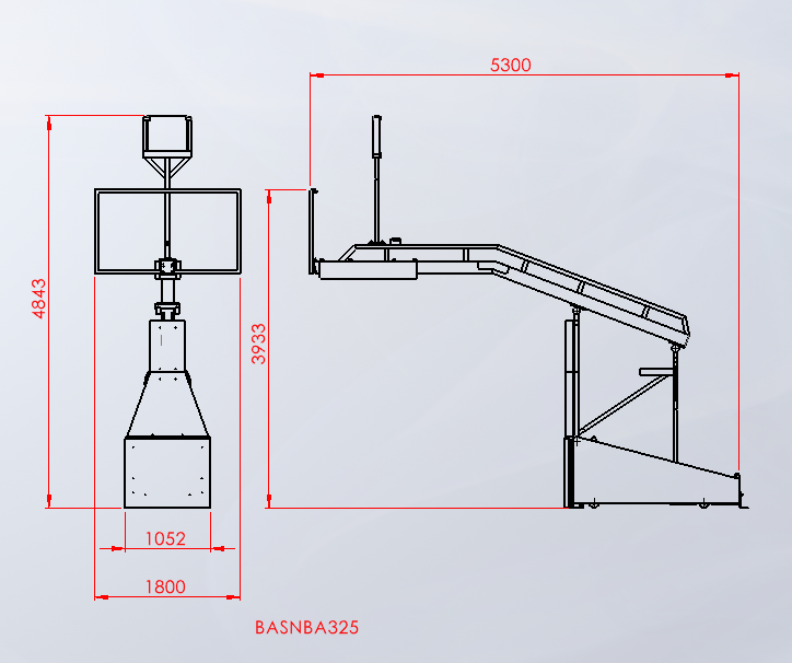 BASNBA-325 NBA model seyyar katlanır pota teknik ölçü çizimi