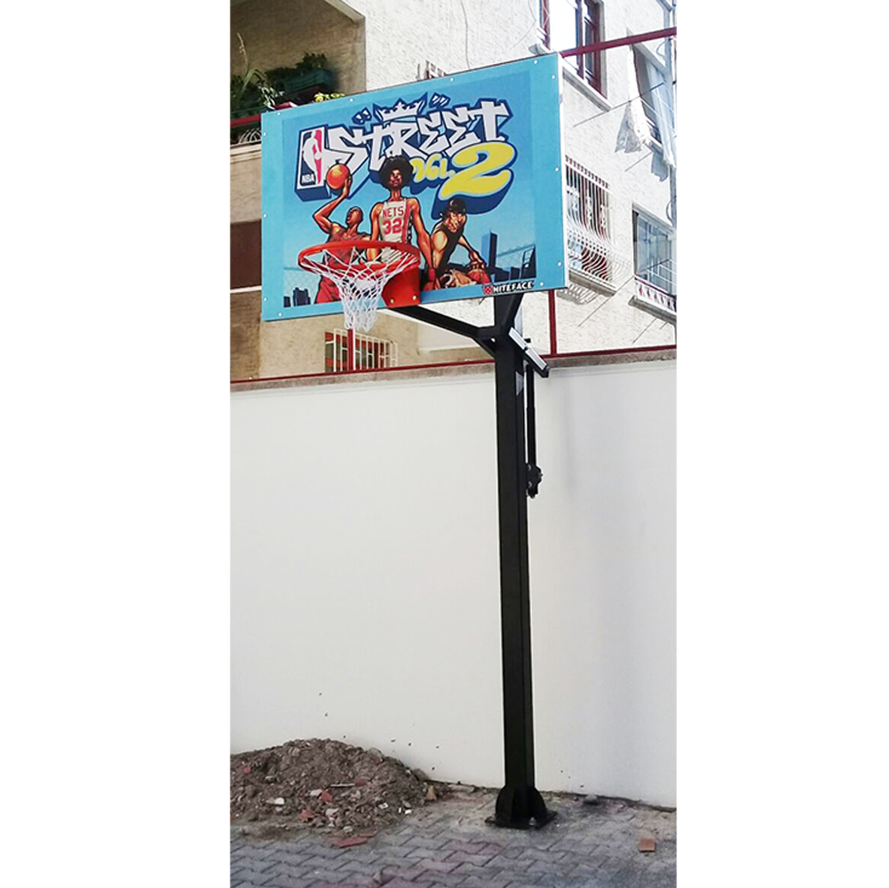 BLACK FUN TEK DİREKLİ BASKETBOL POTASI YÜKSEKLİK AYARLI RESİMLİ PANYA(100*150)