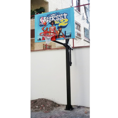 BLACK FUN TEK DİREKLİ BASKETBOL POTASI YÜKSEKLİK AYARLI RESİMLİ PANYA(100*150)