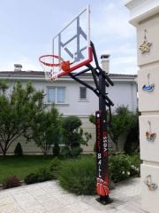 Black Gold Tek Direkli Basketbol Potası Esnek Çember Yükseklik Ayarlı Temperli Cam 100×150 Spor Salonu Kullanımı