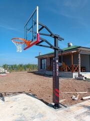 BLACK GOLD TEK DİREKLİ BASKETBOL POTASI ESNEK ÇEMBER YÜKSEKLİK AYARLI TEMPERLİ CAM(105*180)