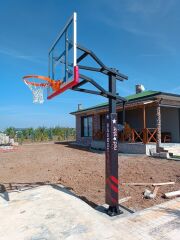 BLACK GOLD TEK DİREKLİ BASKETBOL POTASI ESNEK ÇEMBER YÜKSEKLİK AYARLI TEMPERLİ CAM(105*180)