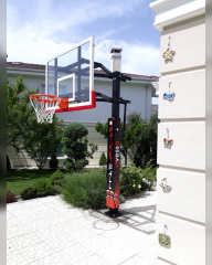 Black Gold Tek Direkli Basketbol Potası Esnek Çember Yükseklik Ayarlı Temperli Cam 105-180