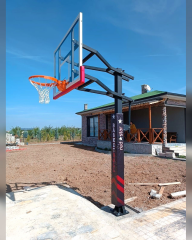 Black Gold Tek Direkli Basketbol Potası Esnek Çember Yükseklik Ayarlı Temperli Cam 105-180