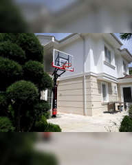 Black Gold Tek Direkli Basketbol Potası Esnek Çember Yükseklik Ayarlı Temperli Cam 105-180