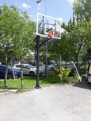 Black Silver Tek Direkli Basketbol Potası Sabit Çember Temperli Cam 100×150 Spor Salonu Kullanımı