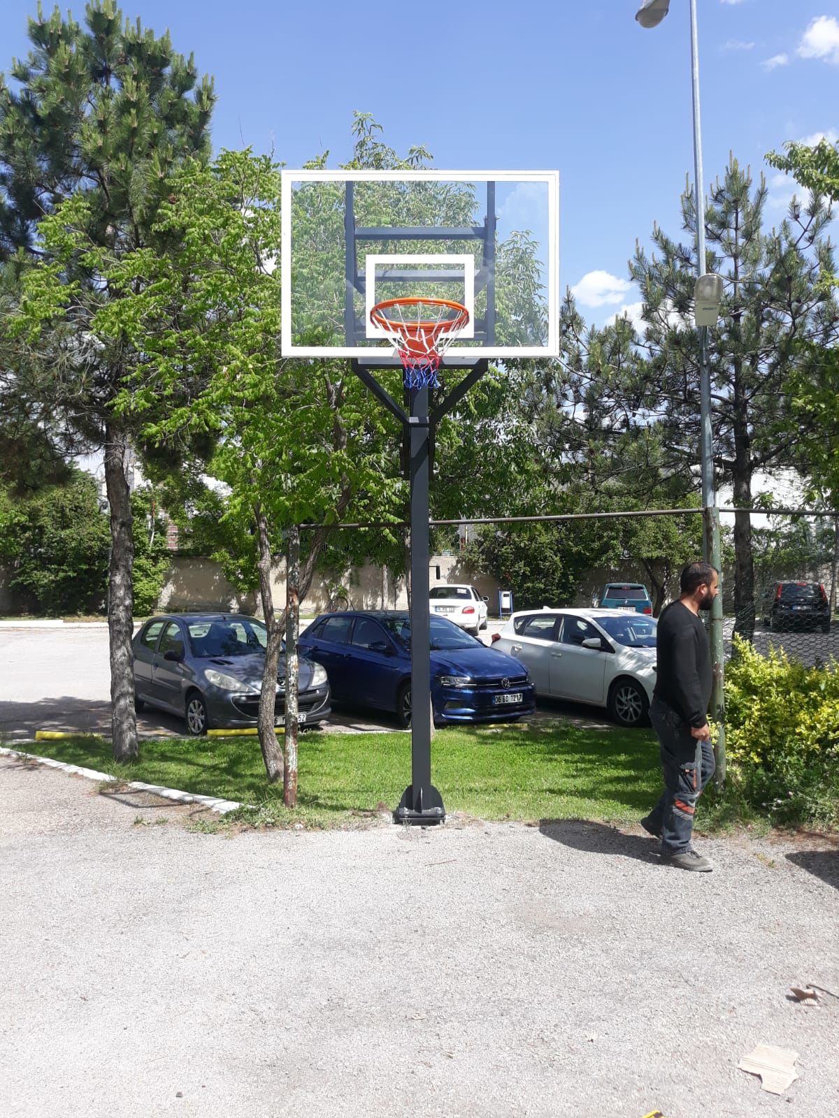 ASSA SPOR Black Silver Tek Direkli Basketbol Potası Sabit Çember Temperli Cam 100×150 - Basketbol Potası Üretimi