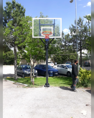 Black Silver Tek Direkli Basketbol Potası Sabit Çember Temperli Cam 100×150