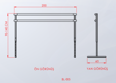 Taşınabilir Bale Barı – Ayarlanabilir Yükseklik (Siyah) Detay Fotoğrafı