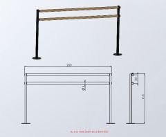 Sabit Tip Çiftli Bale Barı – Sabit Yükseklik Ölçü ve Boyut Detayı