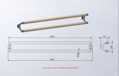 Duvara Monte Çiftli Bale Barı – Sabit Model Teknik Çizim