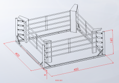 Ekonomik Zeminsiz Boks Ringi 4x4 Teknik Çizim
