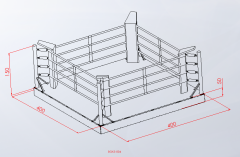 Boks Ringi Yükseklik 50 Cm Standart Renk Baskısız 4X4 Teknik Çizim ve Ölçüler