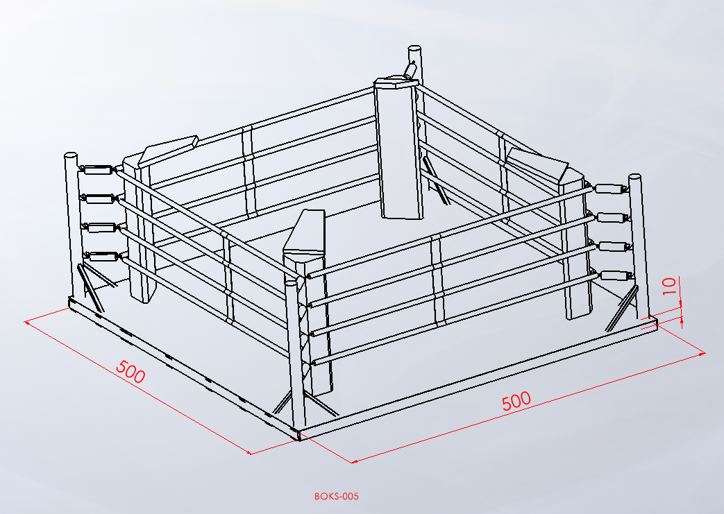 BOKS-005 Yer tipi 5×5 teknik ölçü çizimi