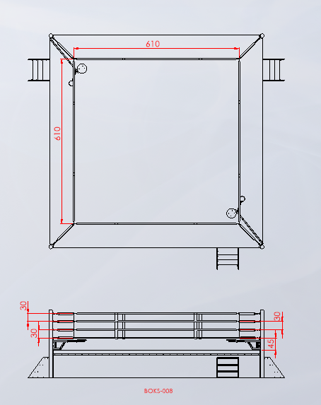 BOKS-008 Nizami boks ringi teknik ölçü çizimi