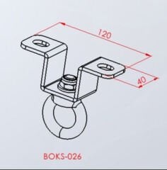 Kum Torbası Tavan Asma Aparatı BOKS-026 – ölçü/teknik çizim
