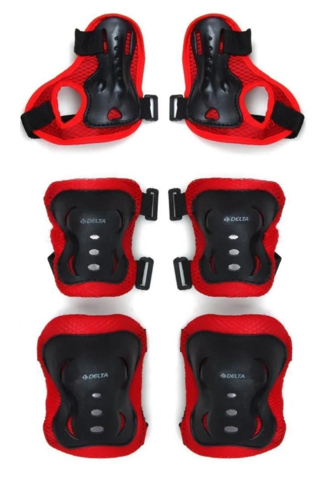 Delta Prt-78 Paten ve Kaykay Koruyucu Set Siyah-Kırmızı M Beden