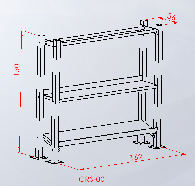 CRS-001 Depolama ünitesi — Assa model teknik ölçü çizimi