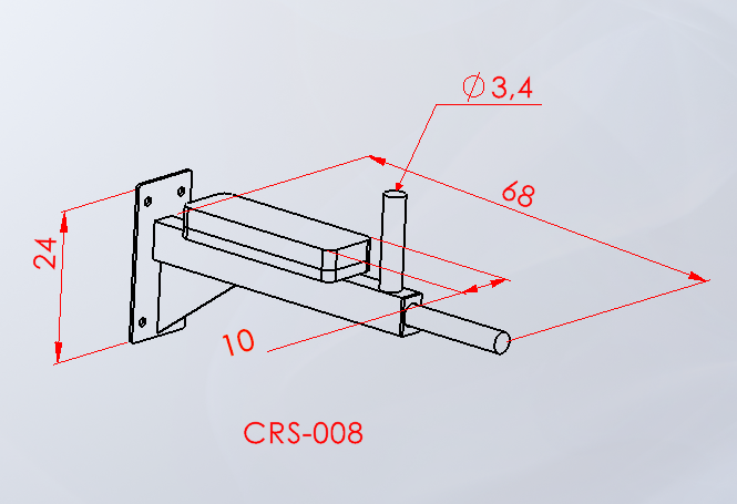 CRS-008 — Duvara Monte Dips Aleti teknik çizim ve ölçüler — ASSA SPOR
