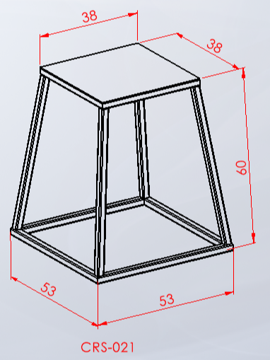 CRS-021 — Plyometrik Metal Sehpa 60 cm teknik çizim ve ölçüler — ASSA SPOR