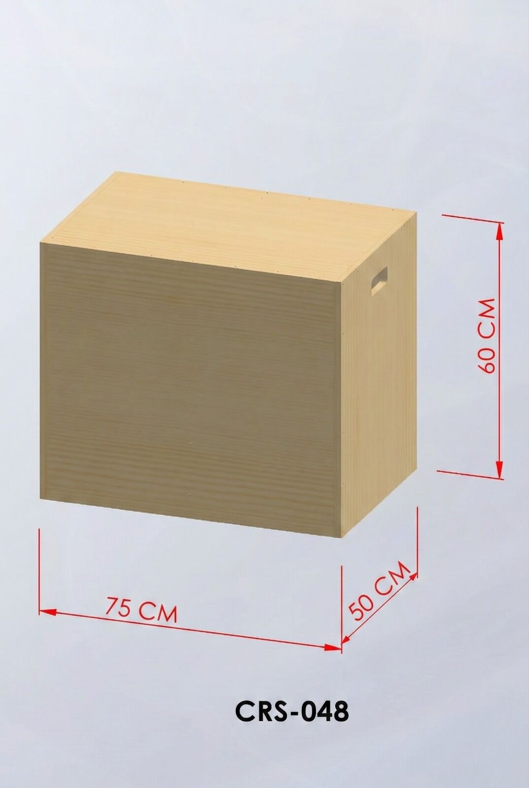 CRS-048 — Ahşap Küp Plyobox teknik çizim ve ölçüler — ASSA SPOR