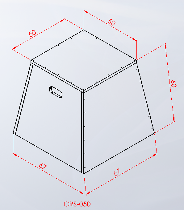 CRS-050 — Ahşap Plyobox 60 cm teknik çizim ve ölçüler — ASSA SPOR