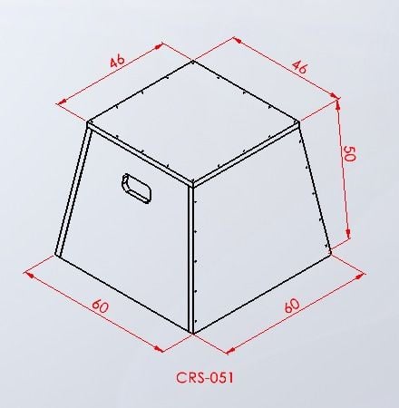 CRS-051 — Ahşap Plyobox 50 cm teknik çizim ve ölçüler — ASSA SPOR