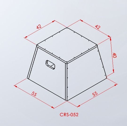 CRS-052 — Ahşap Plyobox 40 cm teknik çizim ve ölçüler — ASSA SPOR