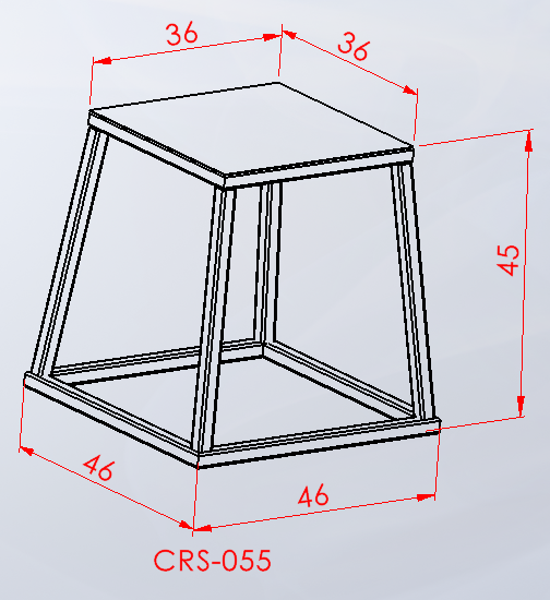 CRS-054-45 — Plyometrik Metal Sehpa 45 cm teknik çizim ve ölçüler — ASSA SPOR