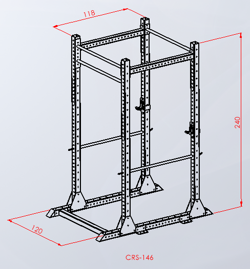 CRS-146 — Power Rack teknik çizim ve ölçüler — ASSA SPOR