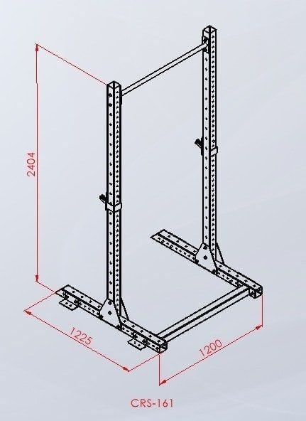 CRS-161 — Squat / Bench / Pull-Up Rack teknik çizim ve ölçüler — ASSA SPOR
