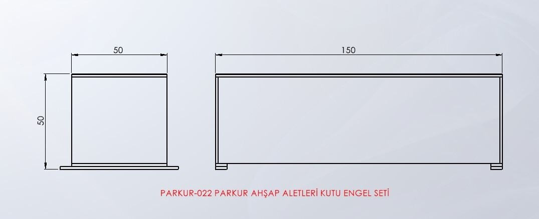 PARKUR-022 — Ahşap Kutu Engel Seti teknik çizim ve ölçüler — ASSA SPOR