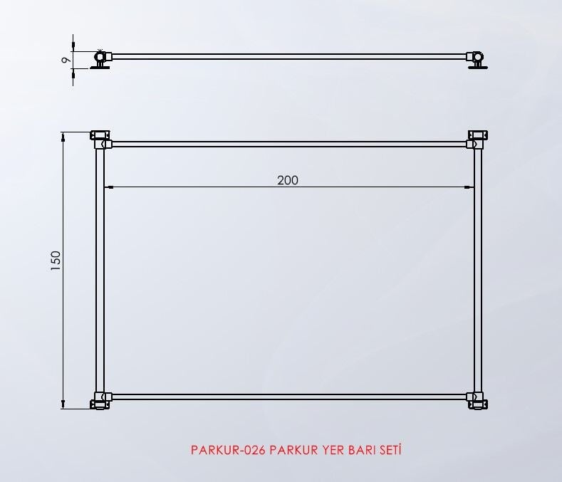 PARKUR-026 — Parkur Yer Barı Seti teknik çizim ve ölçüler — ASSA SPOR