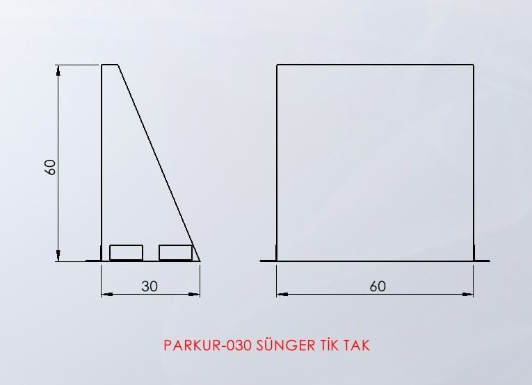 PARKUR-030 — Sünger Tik Tak teknik çizim ve ölçüler — ASSA SPOR
