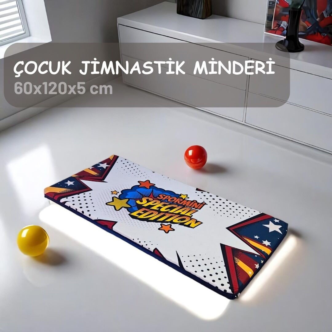 Çocuk jimnastik minderi 60x120x5 cm, anaokulu ve ev kullanımı için yumuşak ve güvenli zemin minderi