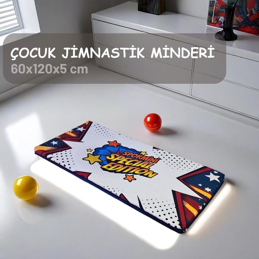 Çocuk jimnastik minderi 60x120x5 cm, anaokulu ve ev kullanımı için yumuşak ve güvenli zemin minderi