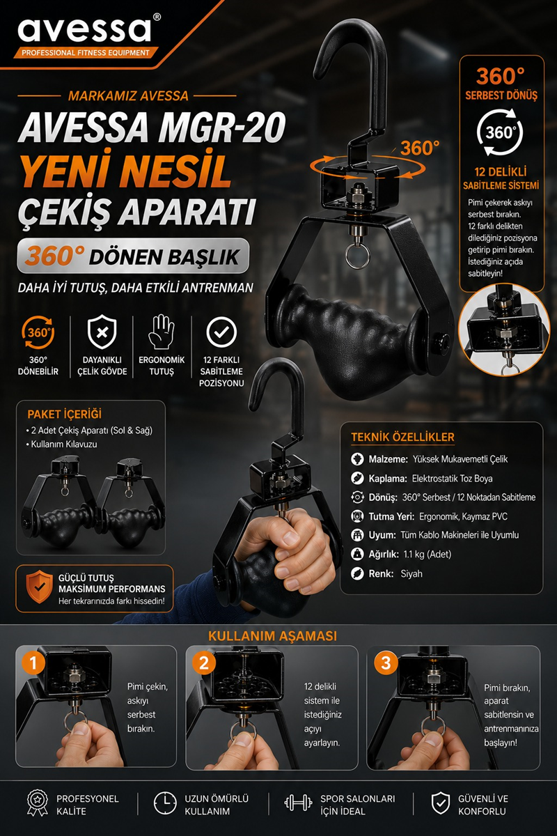 AVESSA MGR-20 YENİ NESİL ÇEKİŞ APARATI 360 DERECE ÇİFT