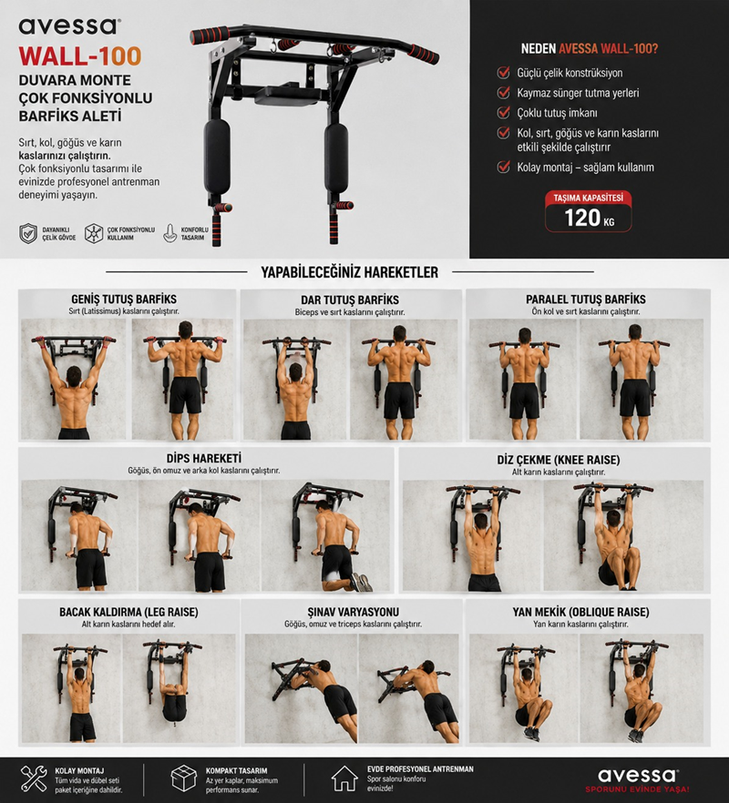 AVESSA WALL-100 DUVARA MONTE ÇOK FONKSİYONLU BARFİKS ALETİ
