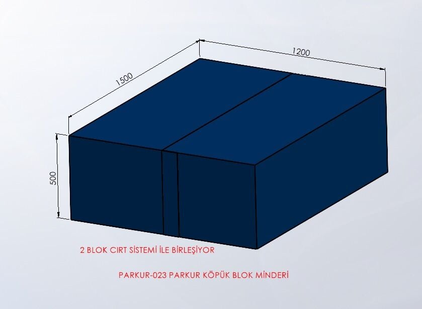 PARKUR-023 — Parkur Köpük Blok Minderi teknik çizim ve ölçüler — ASSA SPOR
