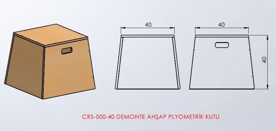 Crossfit Antrenmanları için 40 cm Demonte Ahşap Küp